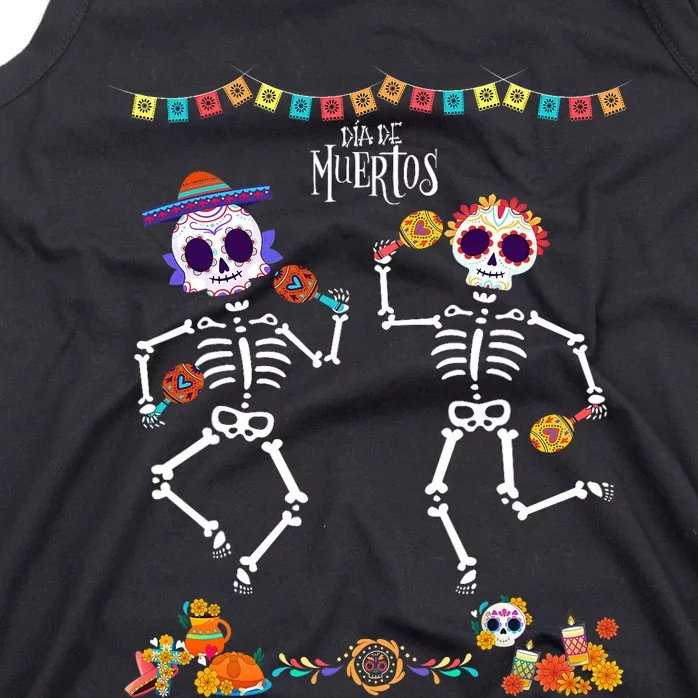 Mexican Dia De Los Muertos Day Of The Dead Skeleton Dancing Tank Top