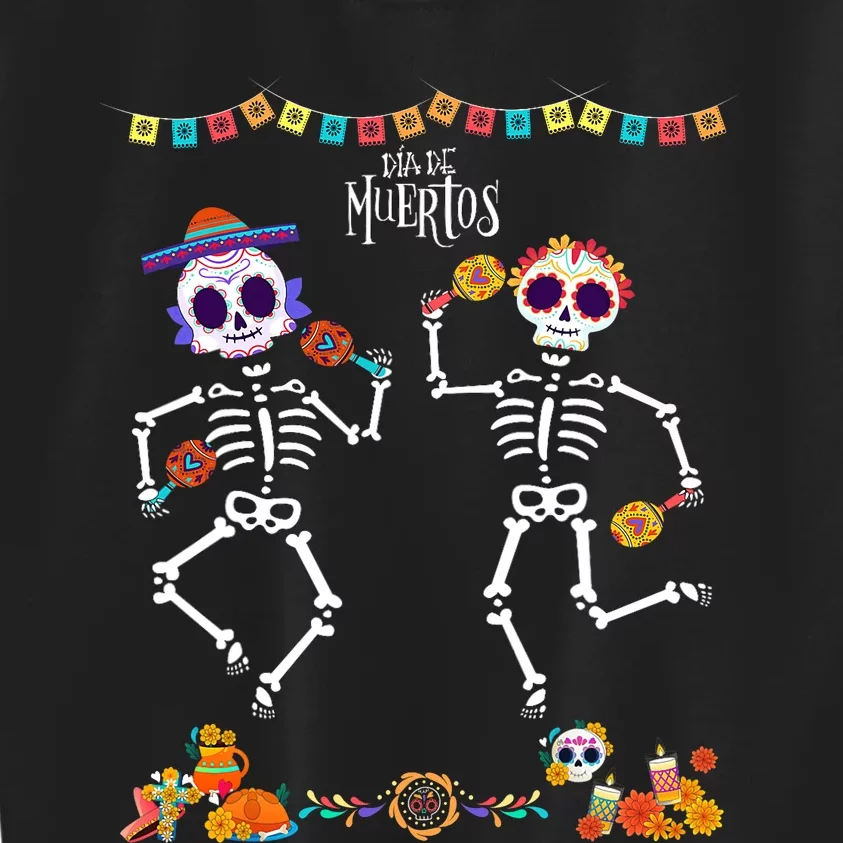 Mexican Dia De Los Muertos Day Of The Dead Skeleton Dancing Kids Sweatshirt