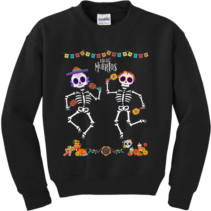 Mexican Dia De Los Muertos Day Of The Dead Skeleton Dancing Kids Sweatshirt