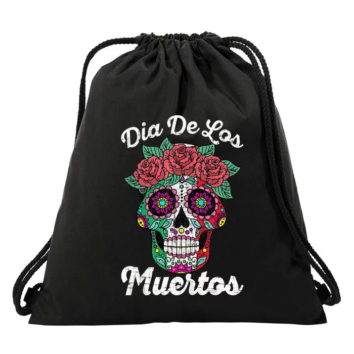 Mexican Dia De Los Muertos Day Of The Dead Drawstring Bag