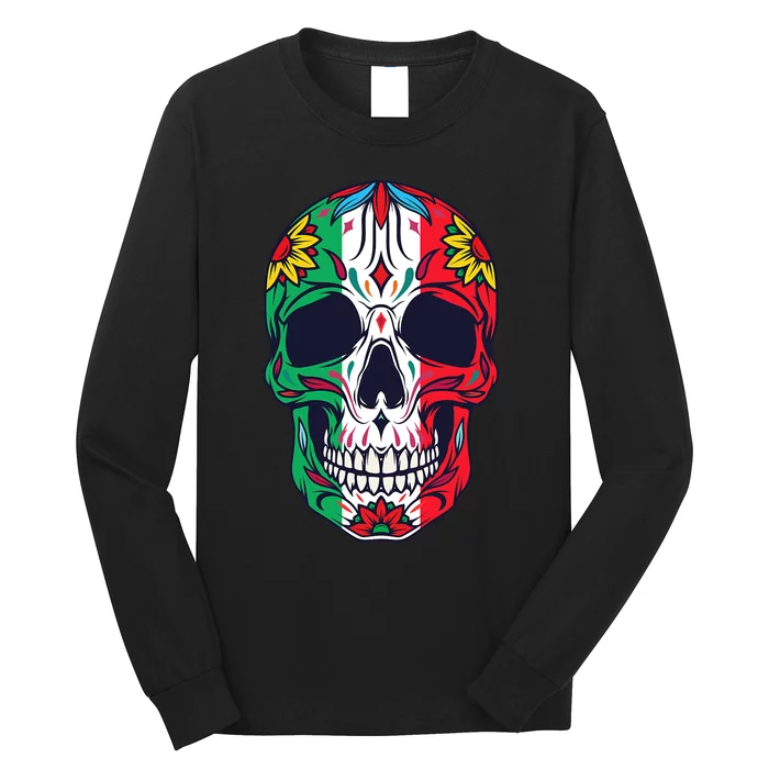 Mexican Dia De Los Muertos Day Of The Dead Sugar Skull Long Sleeve Shirt