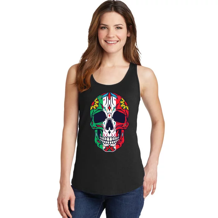 Mexican Dia De Los Muertos Day Of The Dead Sugar Skull Ladies Essential Tank