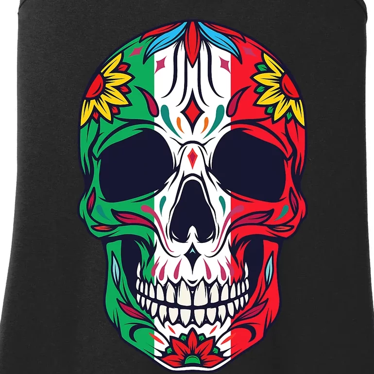 Mexican Dia De Los Muertos Day Of The Dead Sugar Skull Ladies Essential Tank