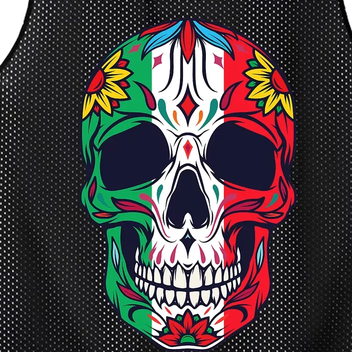 Mexican Dia De Los Muertos Day Of The Dead Sugar Skull Mesh Reversible Basketball Jersey Tank