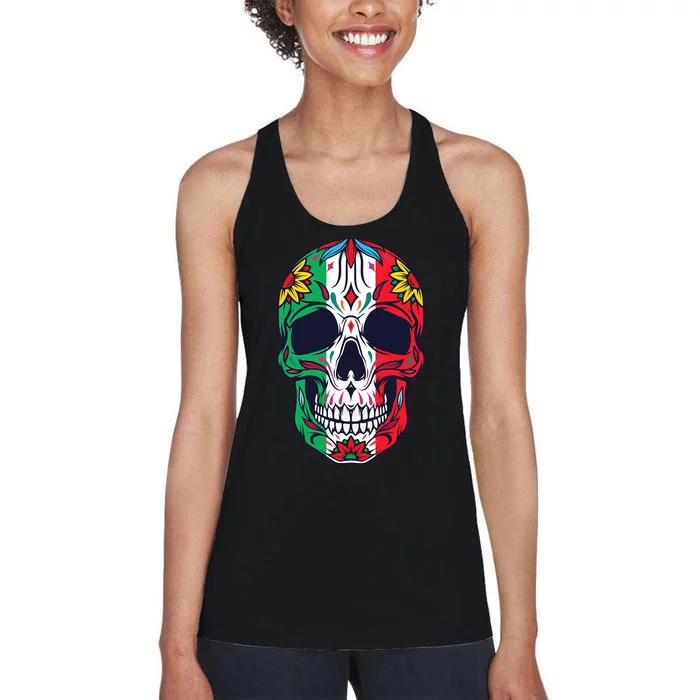 Mexican Dia De Los Muertos Day Of The Dead Sugar Skull Women's Racerback Tank