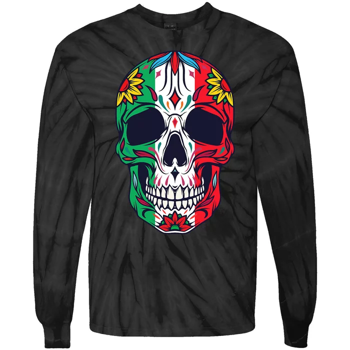 Mexican Dia De Los Muertos Day Of The Dead Sugar Skull Tie-Dye Long Sleeve Shirt