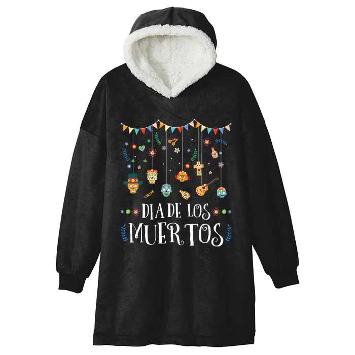 Mexican Dia De Los Muertos Day Of The Dead Vintage Design Hooded Wearable Blanket