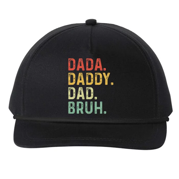 Men Dada Daddy Dad Bruh Fathers Day Vintage Funny Father Snapback Five-Panel Rope Hat