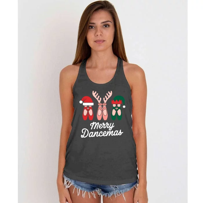 Merry Dancemas Dance Ballerina Pointe Shoe Christmas Women's Knotted Racerback Tank