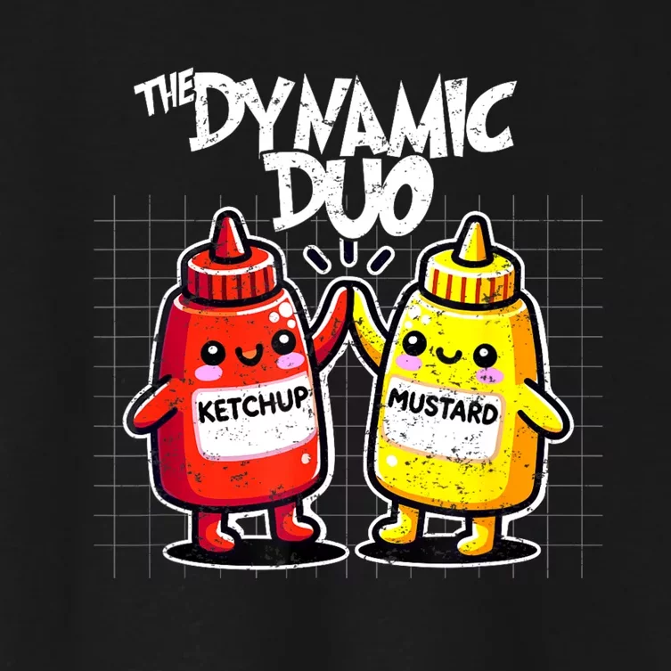 Mustard Dynamic Duo Best Friends Funny Condiment Women's Crop Top Tee