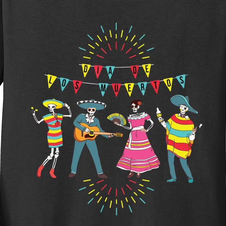 Mariachi Dia De Los Muertos Kids Long Sleeve Shirt