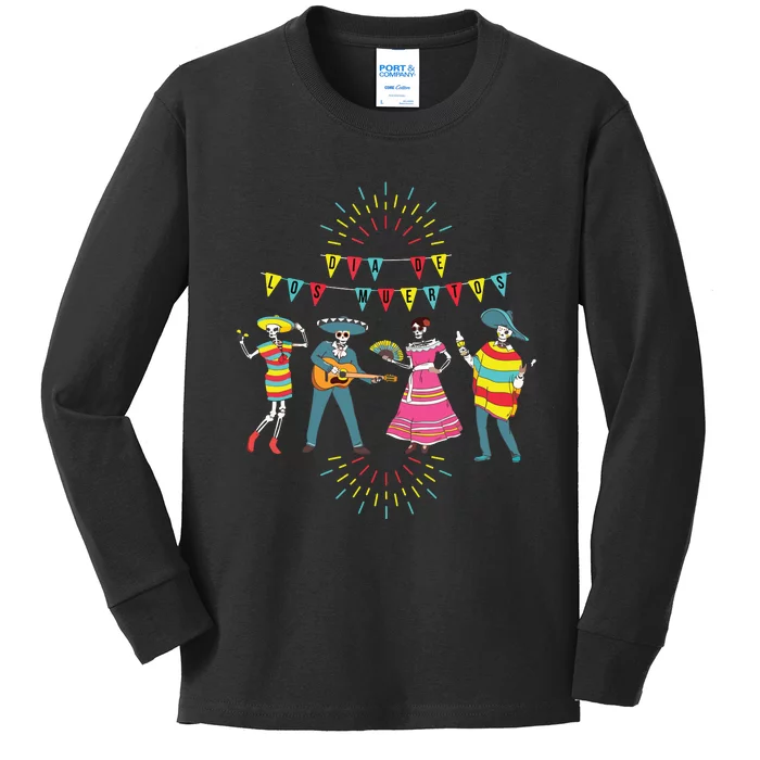 Mariachi Dia De Los Muertos Kids Long Sleeve Shirt