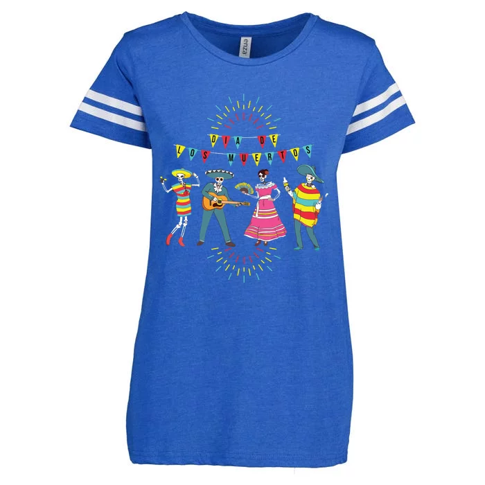 Mariachi Dia De Los Muertos Enza Ladies Jersey Football T-Shirt