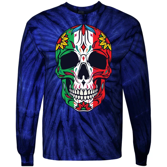 Mexican Dia De Los Muertos Day Of The Dead Tie-Dye Long Sleeve Shirt