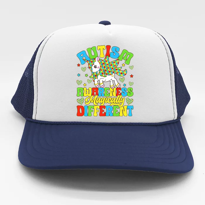 Magically Different Dabbing Unicorn Autism Awareness Puzzle Gift Trucker Hat