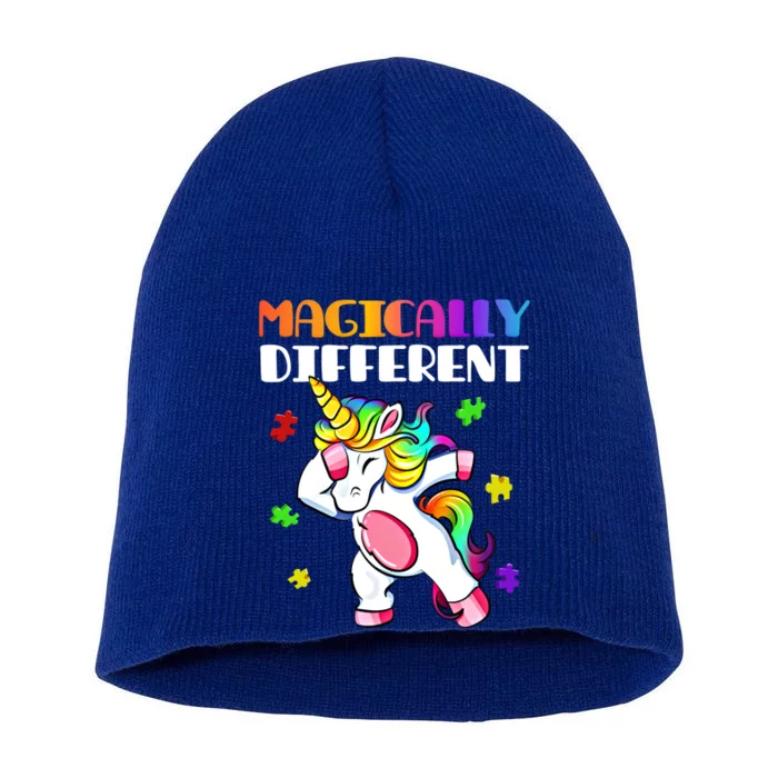 Magically Different Dabbing Unicorn Autism Awareness Funny Gift Short Acrylic Beanie