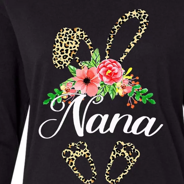 Mother's Day Easter Gifts Flower Nana Leopard Bunny Womens Cotton Relaxed Long Sleeve T-Shirt