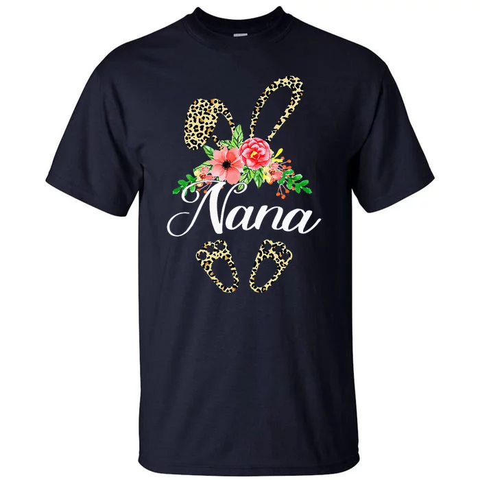 Mother's Day Easter Gifts Flower Nana Leopard Bunny Tall T-Shirt