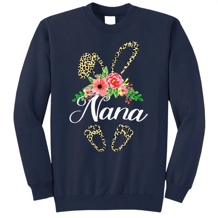 Mother's Day Easter Gifts Flower Nana Leopard Bunny Tall Sweatshirt