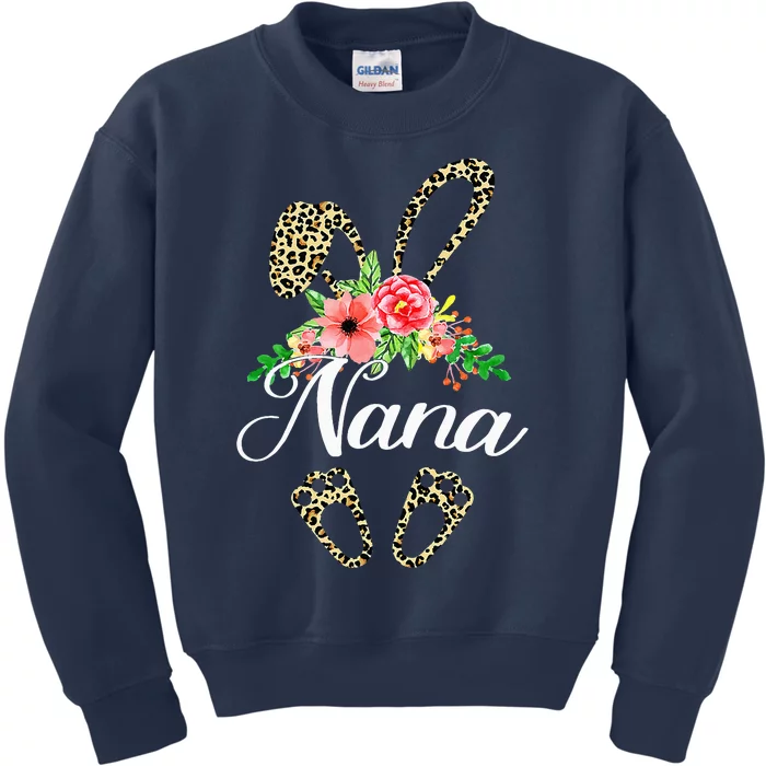 Mother's Day Easter Gifts Flower Nana Leopard Bunny Kids Sweatshirt