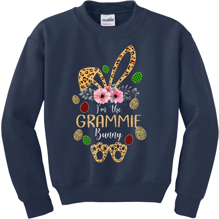 Mother's Day Easter Gifts Flower Grammie Leopard Bunny Kids Sweatshirt