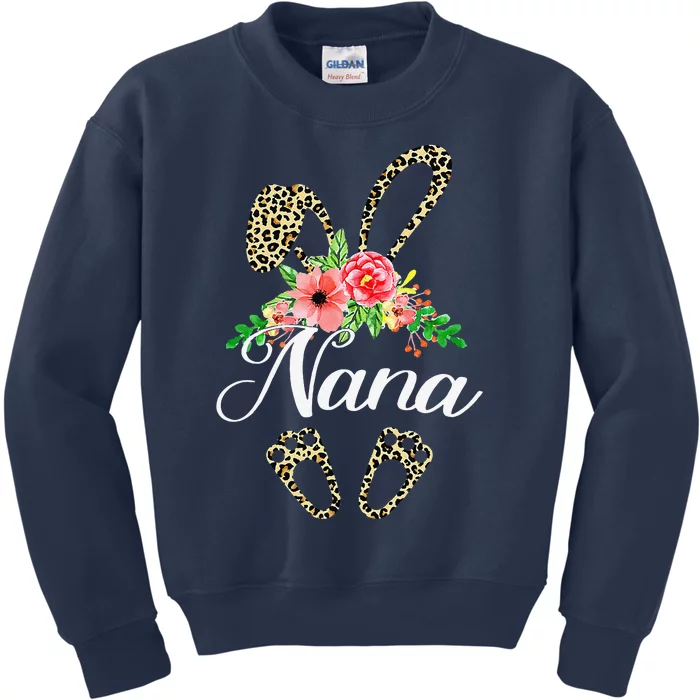 Mother's Day Easter Gifts Flower Nana Leopard Bunny Kids Sweatshirt