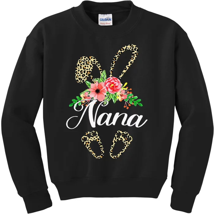 Mother's Day Easter Gifts Flower Nana Leopard Bunny Kids Sweatshirt