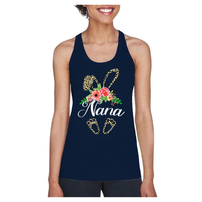 Mother's Day Easter Gifts Flower Nana Leopard Bunny Women's Racerback Tank