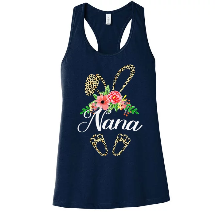 Mother's Day Easter Gifts Flower Nana Leopard Bunny Women's Racerback Tank