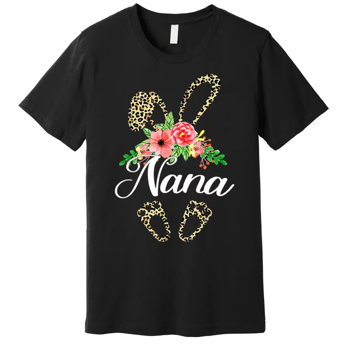 Mother's Day Easter Gifts Flower Nana Leopard Bunny Premium T-Shirt