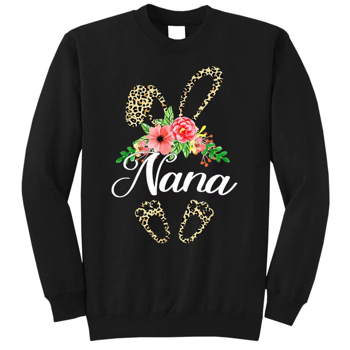 Mother's Day Easter Gifts Flower Nana Leopard Bunny Tall Sweatshirt