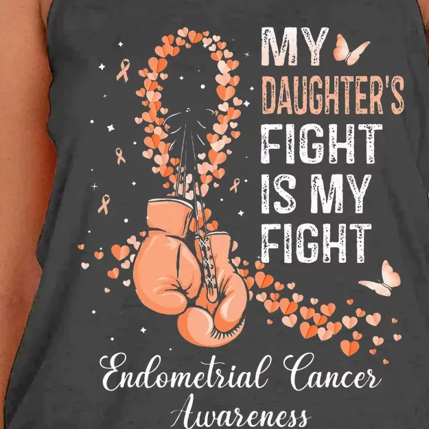 My Daughter's Fight Is My Fight Endometrial Cancer Awareness Women's Knotted Racerback Tank