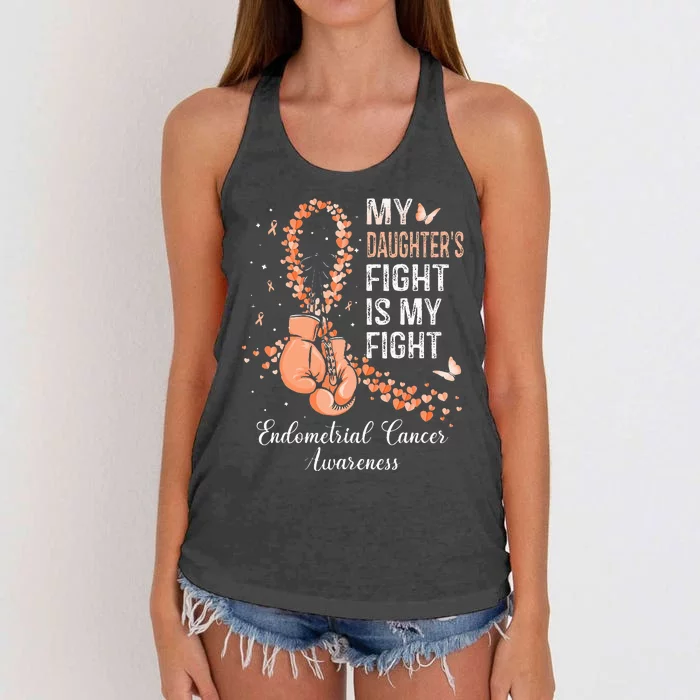 My Daughter's Fight Is My Fight Endometrial Cancer Awareness Women's Knotted Racerback Tank