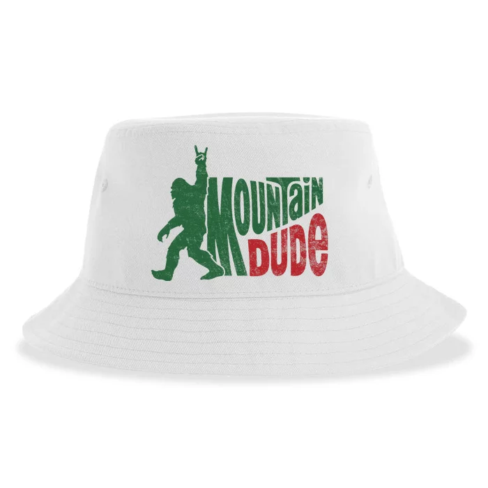 Mountain Dude Funny Bigfoot Sasquatch Hiking Gift Sustainable Bucket Hat