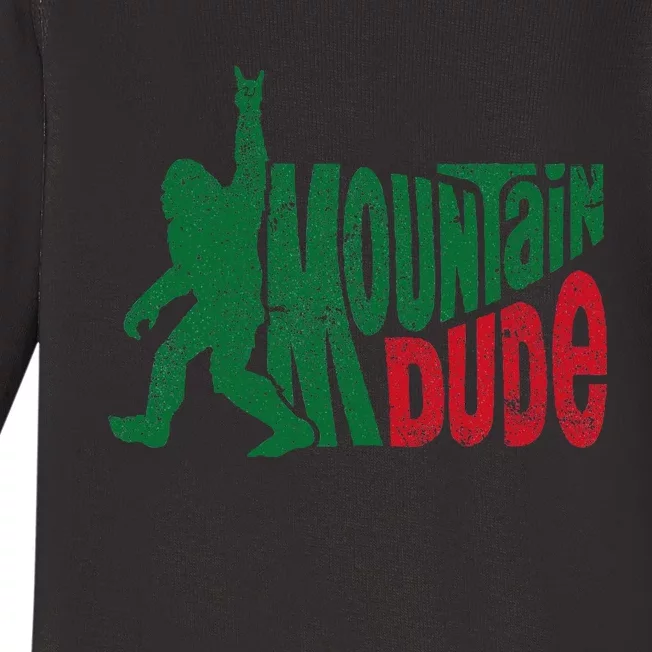 Mountain Dude Funny Bigfoot Sasquatch Rock On Hiking Baby Long Sleeve Bodysuit