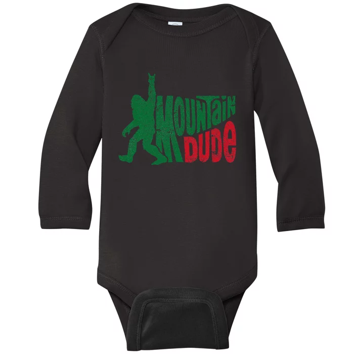 Mountain Dude Funny Bigfoot Sasquatch Rock On Hiking Baby Long Sleeve Bodysuit