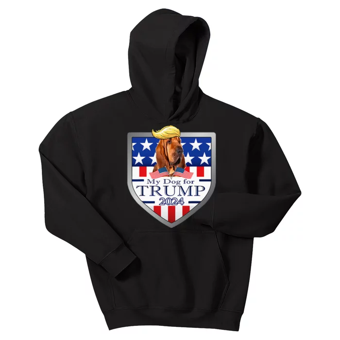 My Dog For Trump 2024 Bloodhound Kids Hoodie