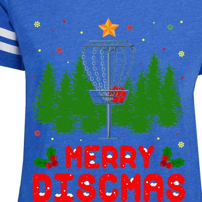 Merry Discmas Funny Christmas Xmas Frisbee Golfer Player Enza Ladies Jersey Football T-Shirt