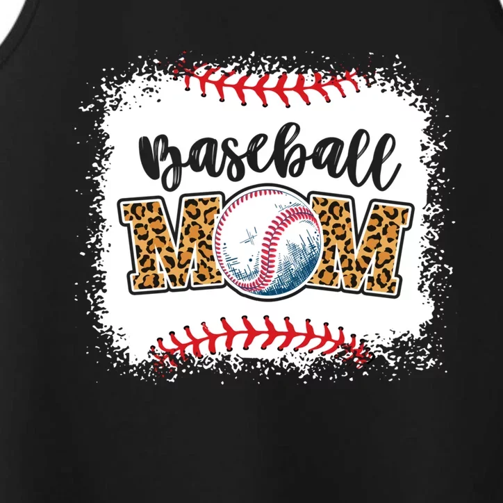 Mothers Day Funny Gift Distressed Leopard Pattern Baseball Mom Gift Performance Tank