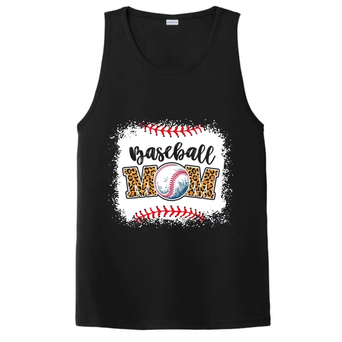 Mothers Day Funny Gift Distressed Leopard Pattern Baseball Mom Gift Performance Tank