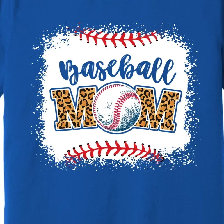 Mothers Day Funny Gift Distressed Leopard Pattern Baseball Mom Gift Premium T-Shirt