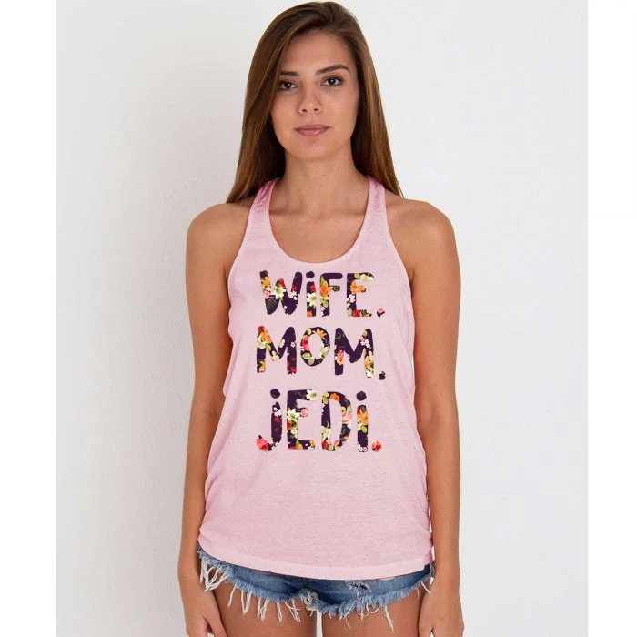 Mothers Day Flower Floral Wife Mom Jedi Women's Knotted Racerback Tank