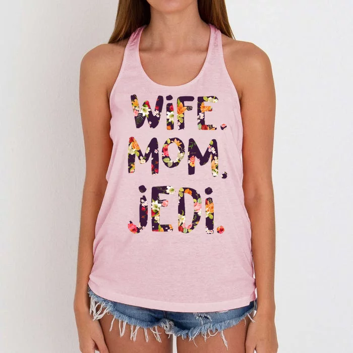 Mothers Day Flower Floral Wife Mom Jedi Women's Knotted Racerback Tank