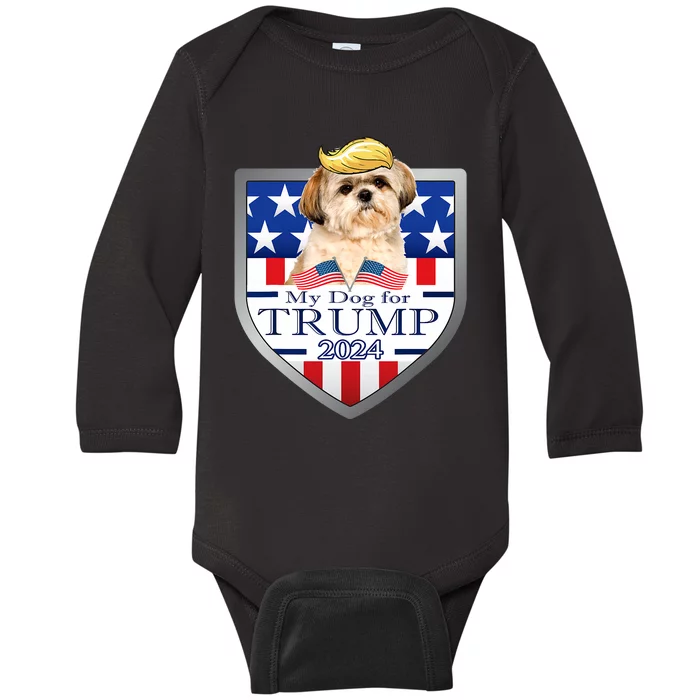 My Dog For Trump 2024 Shih Tzu Baby Long Sleeve Bodysuit