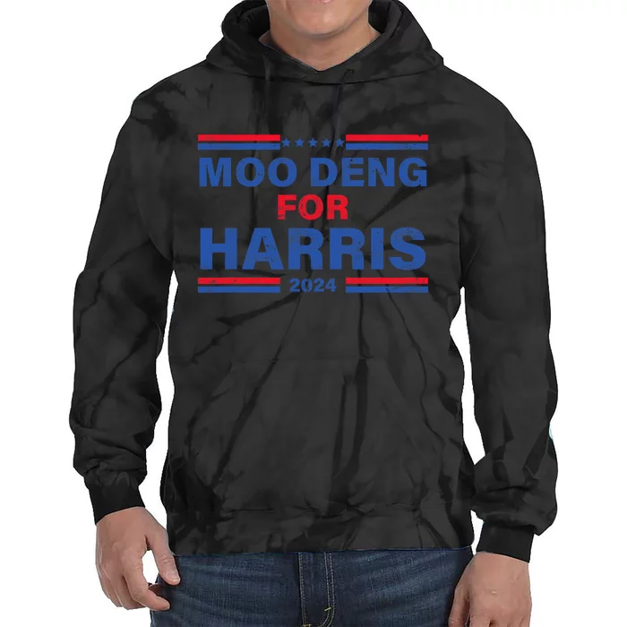 Moo Deng For Harris Kamala Harris Supporter Cute Funny Hippo Tie Dye Hoodie