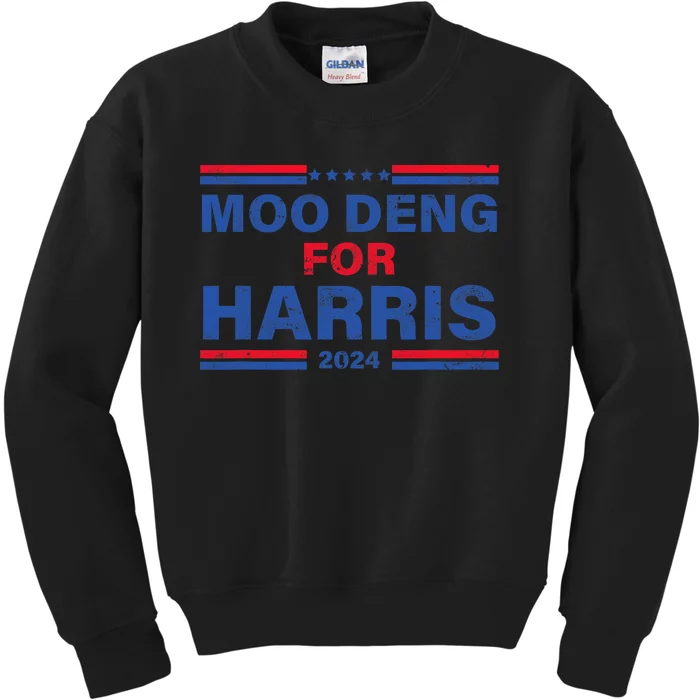 Moo Deng For Harris Kamala Harris Supporter Cute Funny Hippo Kids Sweatshirt