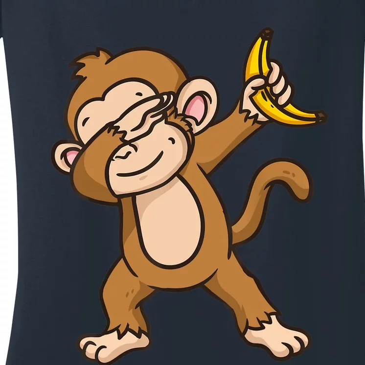 Monkey Dabbing Funny Women's V-Neck T-Shirt