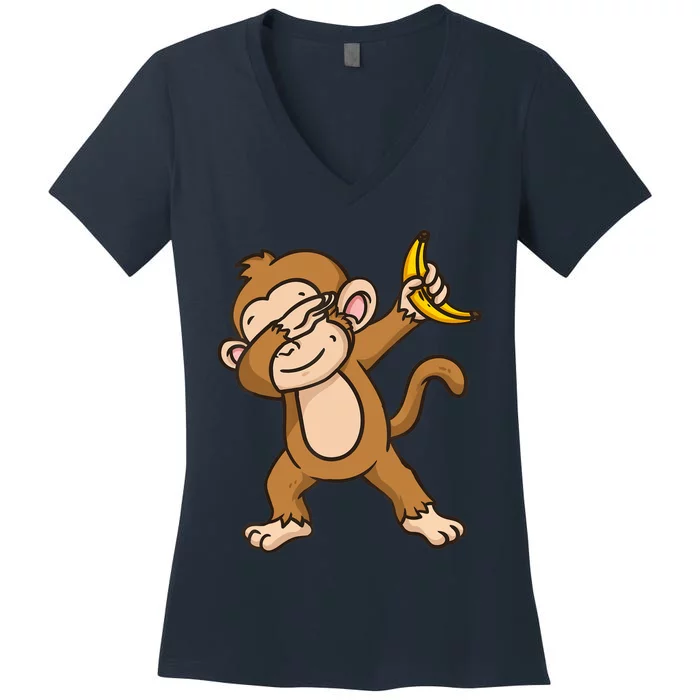 Monkey Dabbing Funny Women's V-Neck T-Shirt