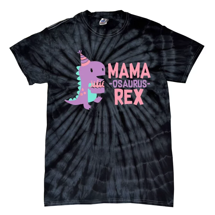 Mama Dinosaur Family Matching Birthday Party Daughtrer Tie-Dye T-Shirt