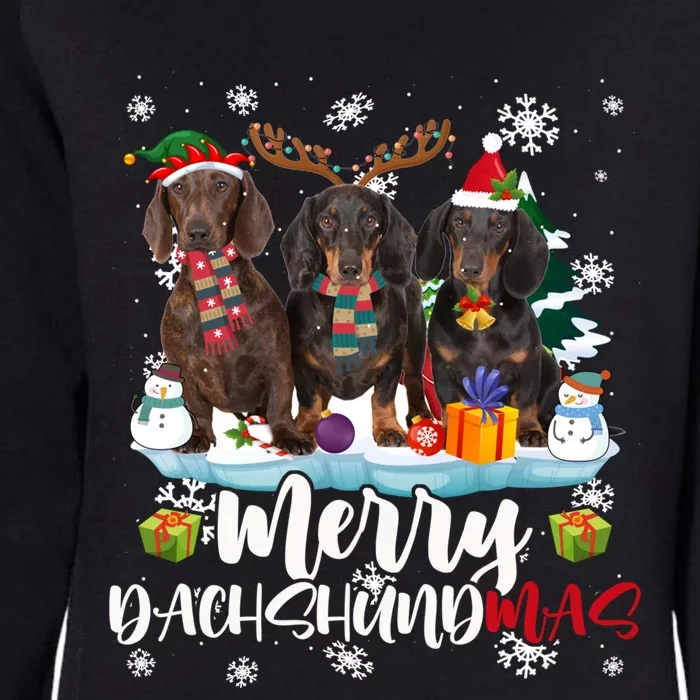 Merry Dachshundmas Funny Santa Reindeer Dachshund Lover Xmas Womens California Wash Sweatshirt